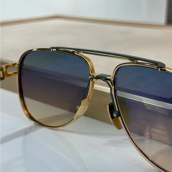 DITA Gold Aviator Sunglasses with Gradient Lenses